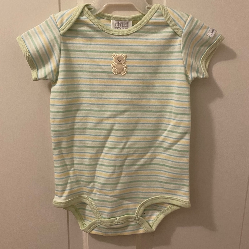 NWT Baby Child of Mine Pastel Green and White Striped Bodysuit Onesie